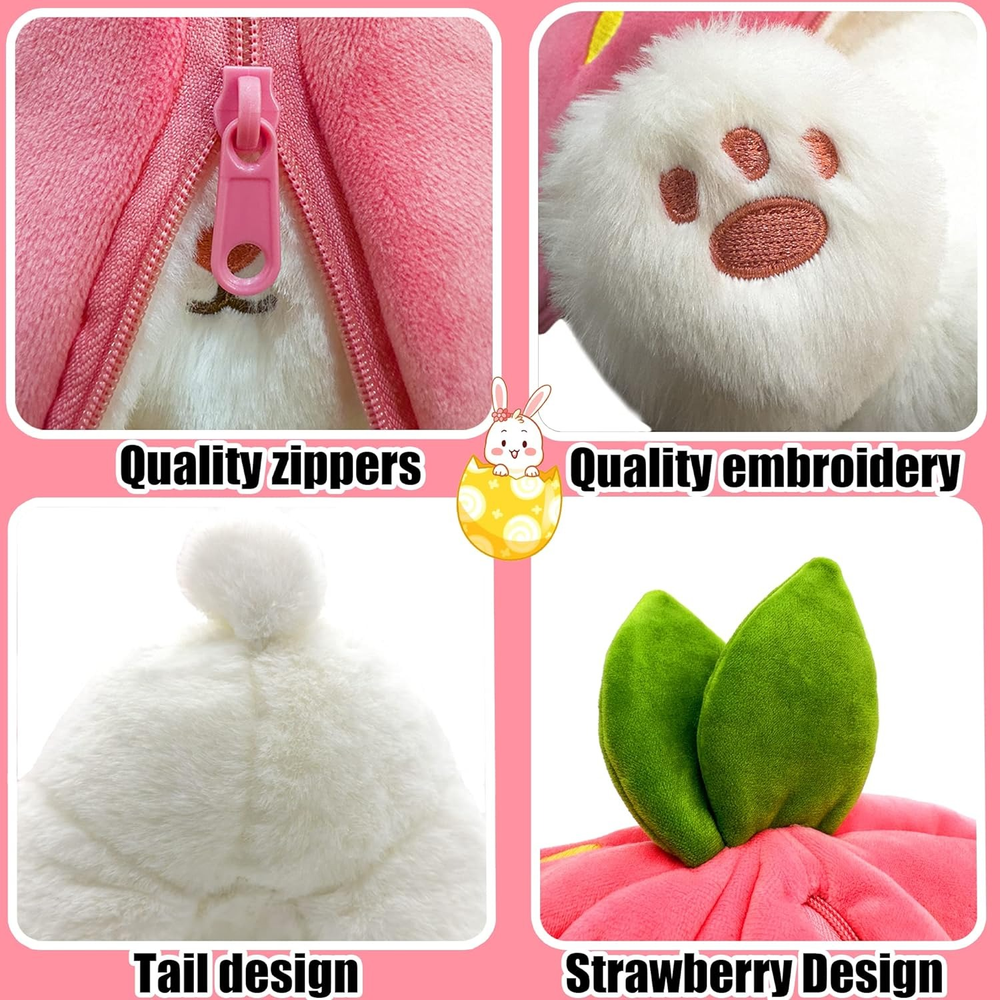 🐰Easter Early Sale 49% OFF🍓Strawberry Bunny Transformed into Little Rabbit🎀 Fruit Doll Plush Toy🐰
